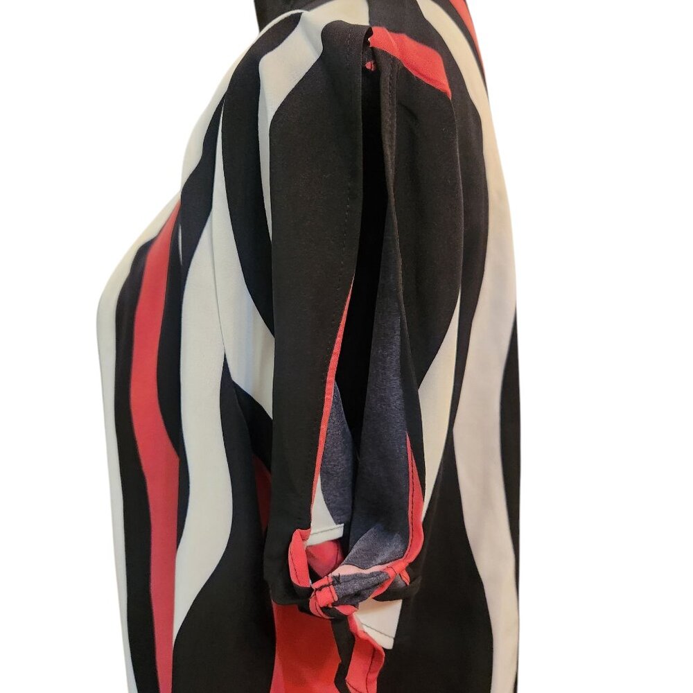 NWT Emery Rose Black, Pink and White Stripe Blouse Size 2XL - Picture 5 of 6